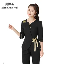 Осень Для женщин Рабочая одежда 2 шт. Комплекты Женские Сауна ванны для ног Форма Красота Костюмы косметичка медицинская рабочая одежда, униформа для сотрудниц спа-салонов