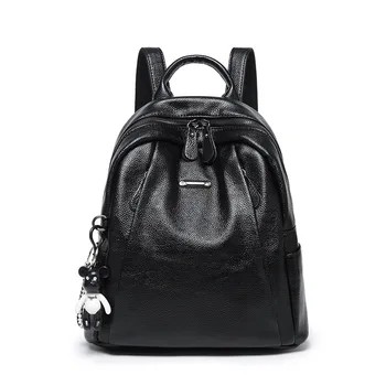 

New Fashion Women Small Black Brown PU Leather Backpack Lychee Pattern Student School Shoulder Bag Casual Ladies Travel Rucksack