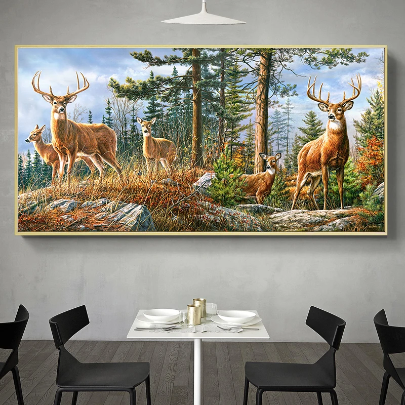 

Royal Deer Family 80x160cm Large Size DIY Painting By Numbers Frame Kits Entrance Paint By Numbers on canvas Wall Art Home Decor