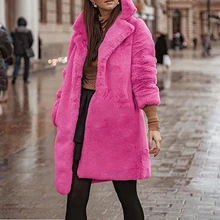 Sfit зимнее женское длинное пальто, женское розовое зимнее пальто из искусственного меха с мишкой Тедди, куртки для девушек, теплый джемпер, верхняя одежда, мода
