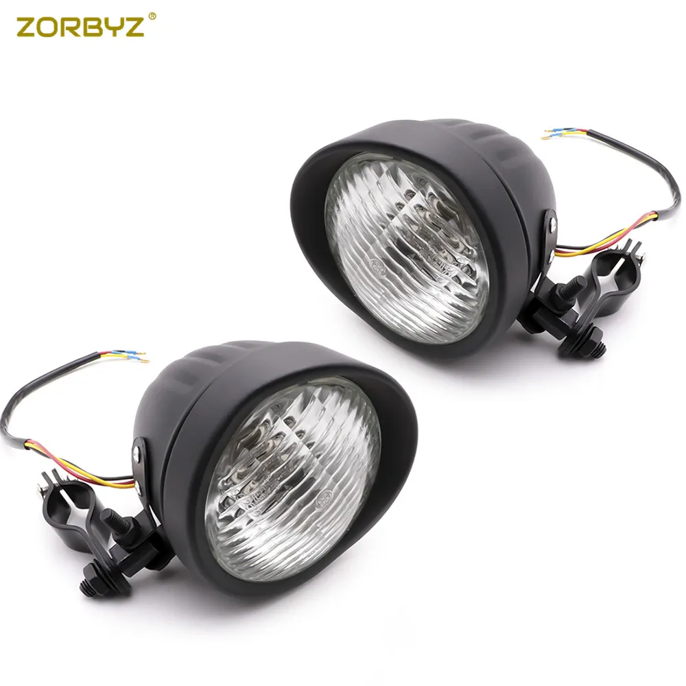ZORBYZ мотоцикл 12 В черный ретро металлический противотуманный светильник с рулонной клеткой Guard Bar трубка кронштейн зажим для Harley Yamaha на заказ