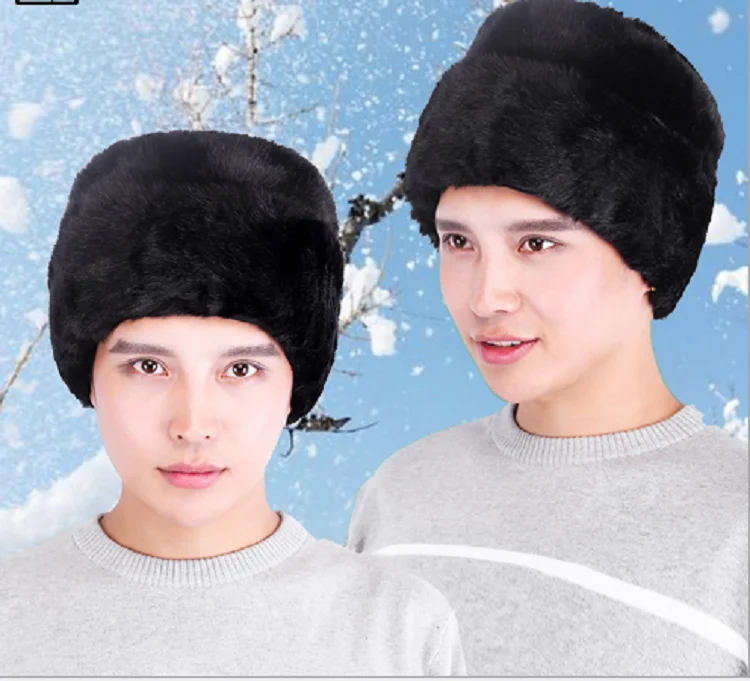 Warm Hat Men Women and man Aviator Bomber Faux Fur Ear Flap Hat Cap Winter Ski Trooper Trapper Cotton Solid Color Lei Feng Cap