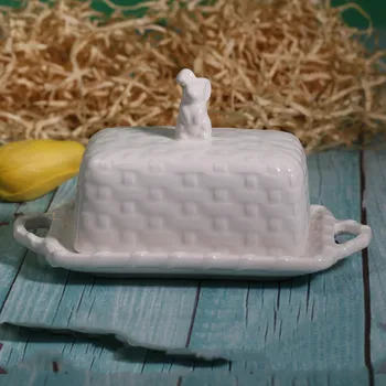 

3D Rabbit butter container Butter Dish Box Container Cheese Server Storage Keeper Tray Kitchen Dinnerware breadbasket with lid