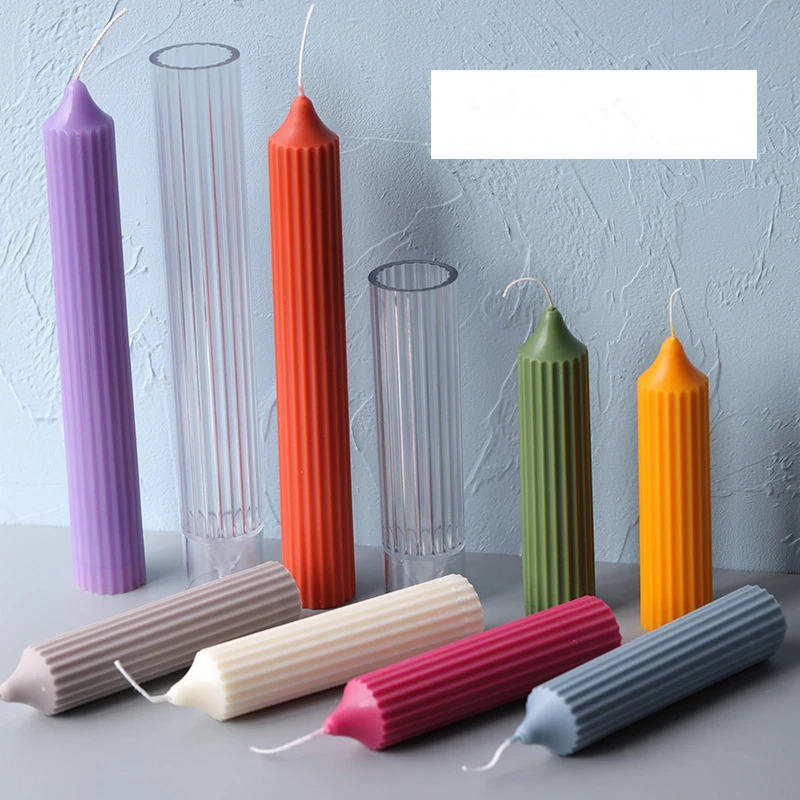 

Vertical stripes Cylindrical Candle Mold Candlelight Dinner European style Home Decoration Scented Candle Tools Acrylic Mold