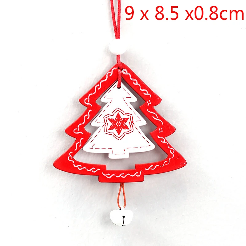 1PC B DIY рождественская елка звездный колокол Деревянные Подвески, украшения орнамент с рождественской елкой DIY деревянные поделки дети подарок на год украшение дома - Цвет: 1PC B