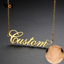 Vnox מתכוונן שם שרשרת לב סמל נירוסטה המותאם אישית שלט תליון נשים ליידי טרנדי תכשיטי זוג ייחודי מתנה(China)