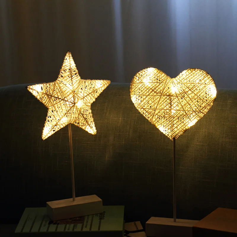 

LED GIRL'S Heart Decorative Lights Heart Small Table Lamp Modeling Lamp DIY Star Small Night Lamp Room Christmas