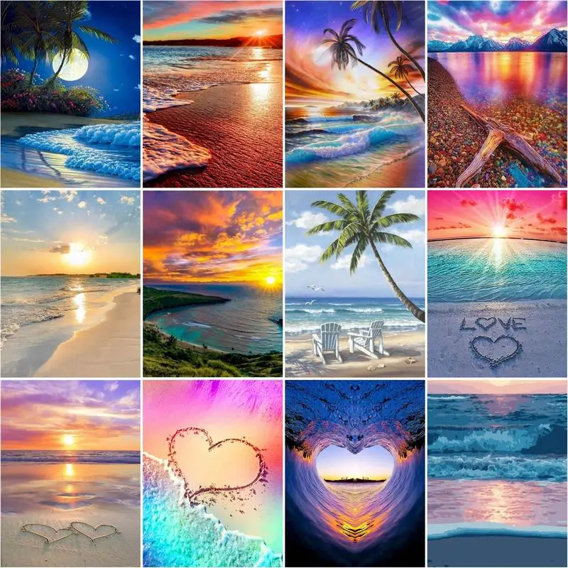 RUOPOTY Frame Diy Oil Painting By Numbers Seaside Seascape Modern Wall Art Picture Coloring DIY Gifts Home Decor | Дом и сад