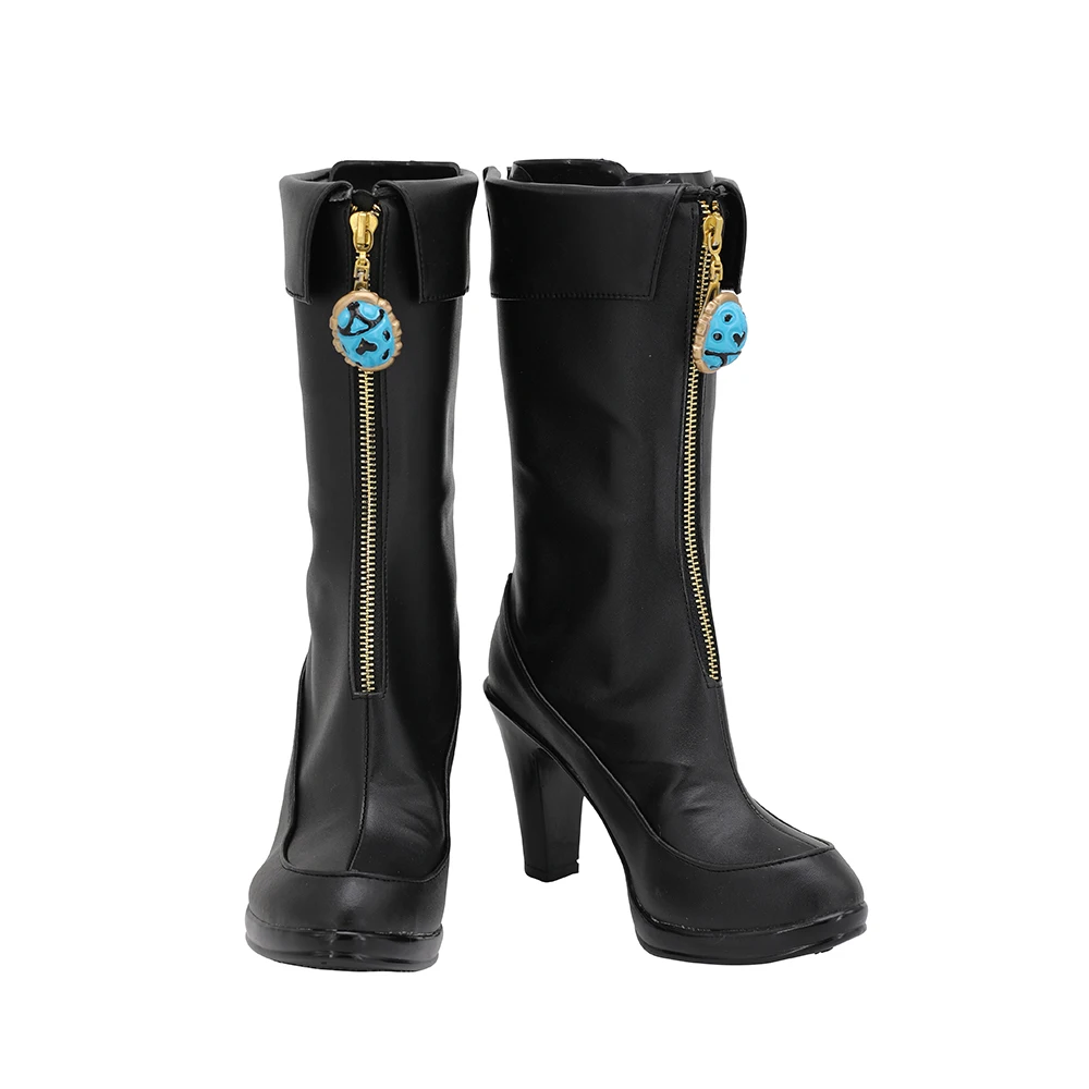 JoJo's Bizarre Adventure Female Giorno Giovanna Cosplay Boots Black High Heel Shoes Custom Made (2)