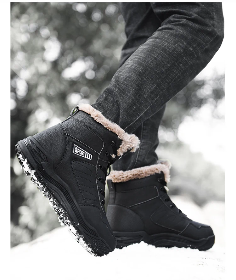 Зимняя уличная походная обувь; Мужские Водонепроницаемые зимние ботинки; меховая походная обувь для альпинизма; резиновые кроссовки; мужские тактические ботинки; 48