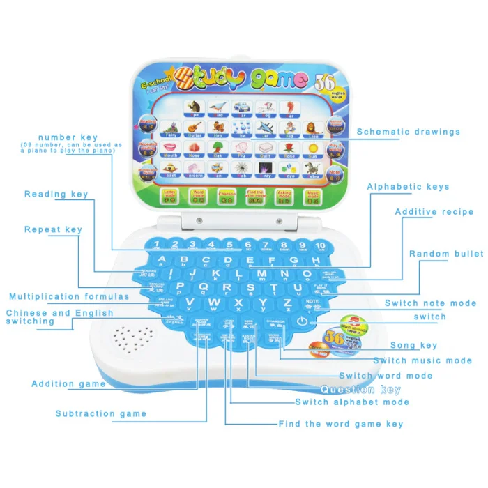 Ноутбук китайский английский Обучающий компьютер игрушка для мальчика Девочка Дети