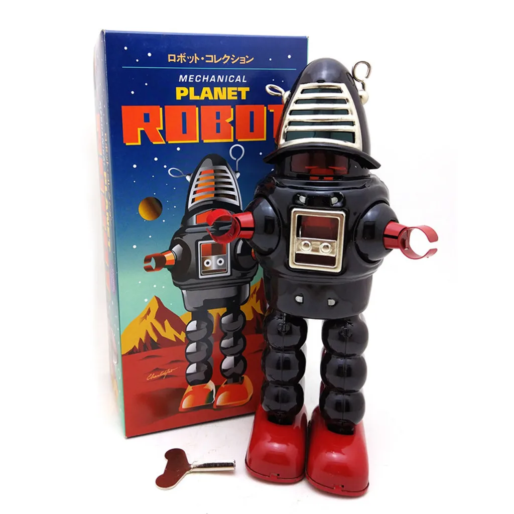 

Tinplate Nostalgic Clockwork Chain Toy Photography Props Fencing Robot MS430 #J