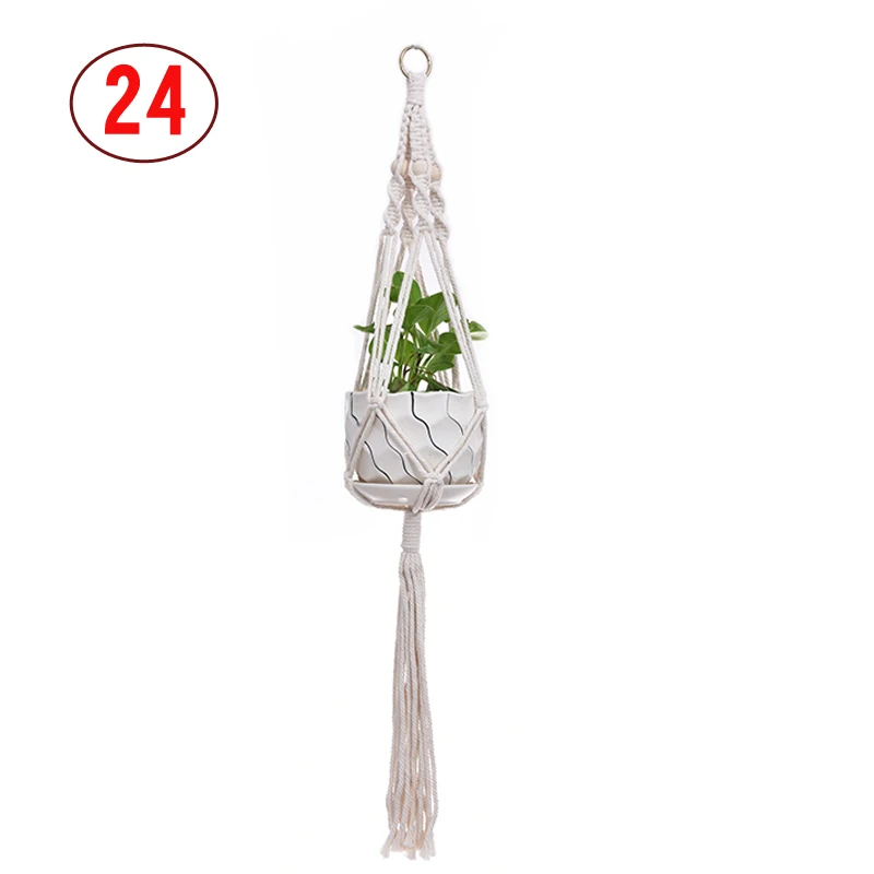 Handmade Macrame Plant Hanger Bonsai Hanging Flower Pot Tray Stand Hemp Plant Balcony Wall Garden Home Decoration Pergola