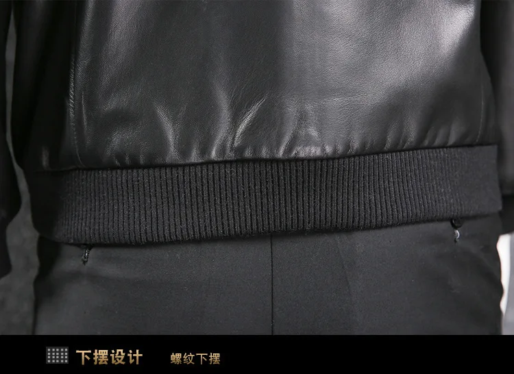 Haining, стиль, натуральная кожа, одежда, мужская, корейский стиль, модная, овечья кожа, кожаная куртка, красивая, тонкая, короткая, бейсбольная