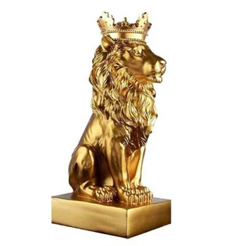 

Crown Lion Statue Home Office Bar Lion Faith Resin Sculpture Model Crafts Ornaments Animal Abstract Art Decoration Gift