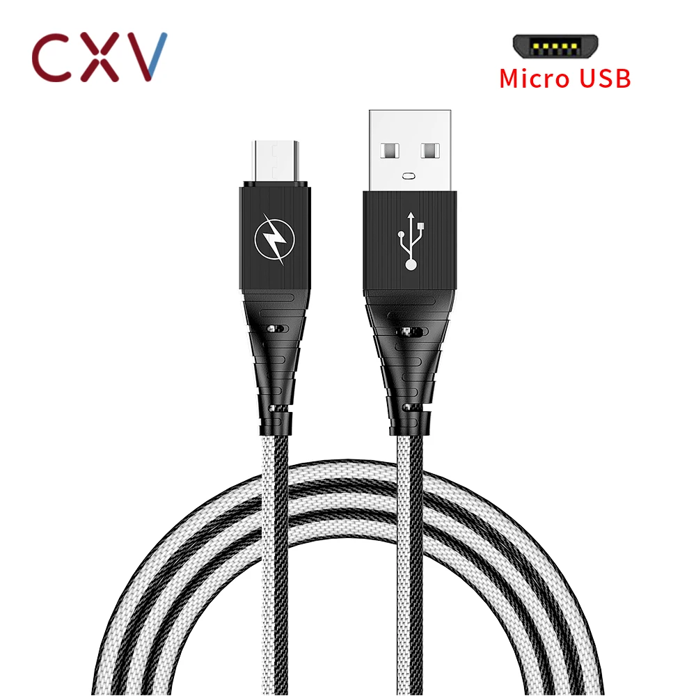 

CXV 1M Micro USB Cable For Samsung Galaxy S7 S6 Xiaomi Redmi Note5 Fast Charge USB Cord Android Phone Nylon Data wire Cable