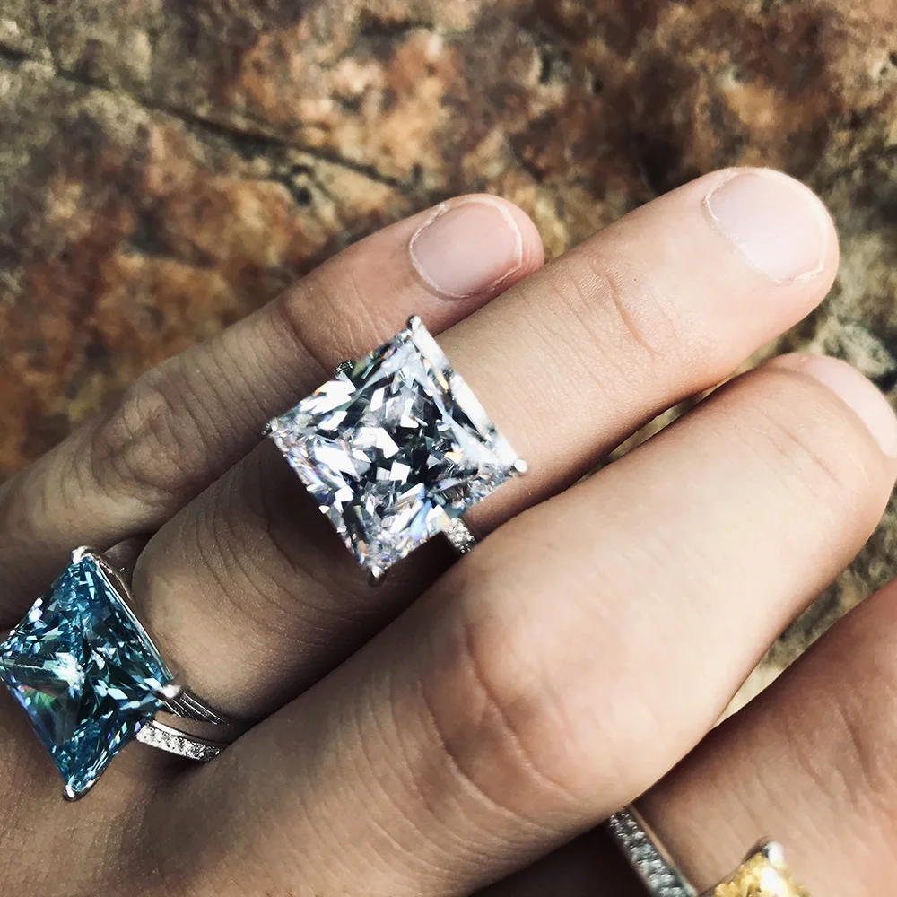 Высокая мода большое коктейльное кольцо Топ АААА+ сверкающий Циркон изысканные 925 пробы Серебряное кольцо для женщин ценное ювелирное изделие