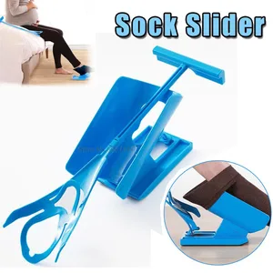 1pc Blue Sock Slider Aid Easy on off Sock Helper Kit Shoe Horn Pain Free No Bending Shoe Horn for Pregnancy Dressing Aids Tools