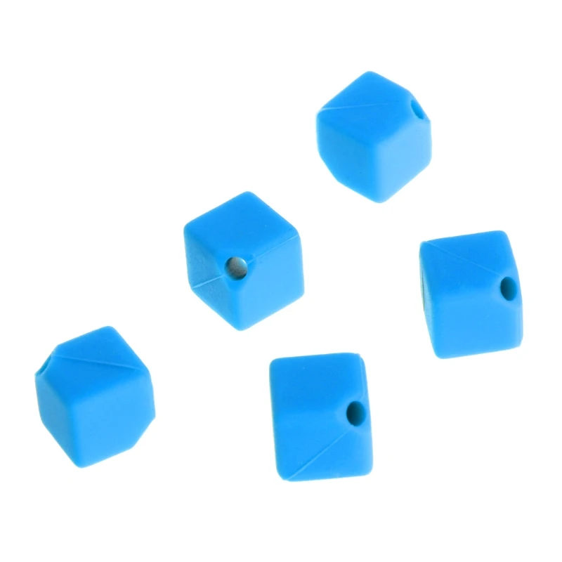 

5 Pcs Silicone Beads Pendant Square Shape Baby Teether Relief Pain DIY Necklace DXAA