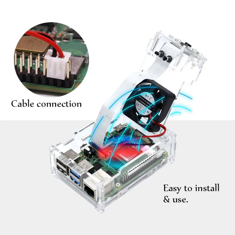 Чехол Raspberry Pi 4 с вентилятором 3 в 1 комплект охлаждения камерой подставка для Model