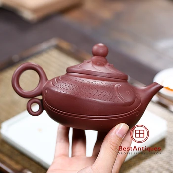 

Yixing Zisha Teapot Purple Clay Teapots Handmade Ruyu Deshui 350cc