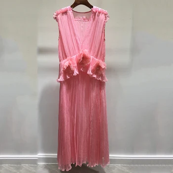 

New Fashion 2020 Female Dresses Summer Sleeveless V-Neck Party Long Dress Women Patchwork Plus Size Beach Dresses