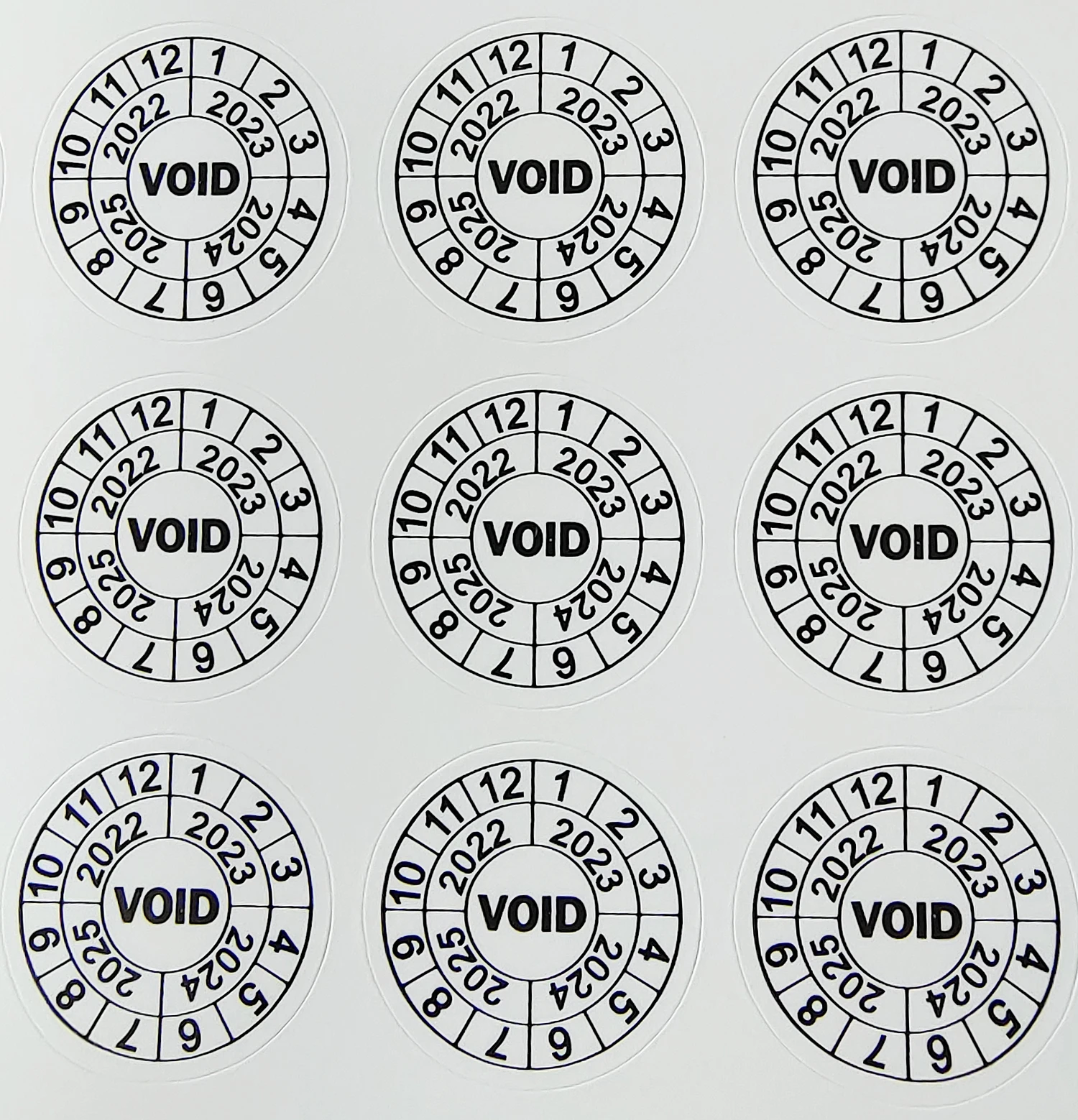 10000 개/몫 20mm 직경 보증 무효 손상된 종이 라벨 스티커, 품목 번호 V02