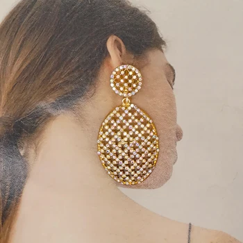 

Trend 2020 Colorful Rhinestone Geometric Hanging Simple Earrings For Women Bijoux Hollow Round Earring Jewelry Gift