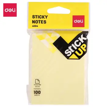 

DELI EA00452 Sticky Notes size 3"*4" 1Lot/2pads*100 sheets Self Adhesive Memo Pad yellow color post it labels school & office
