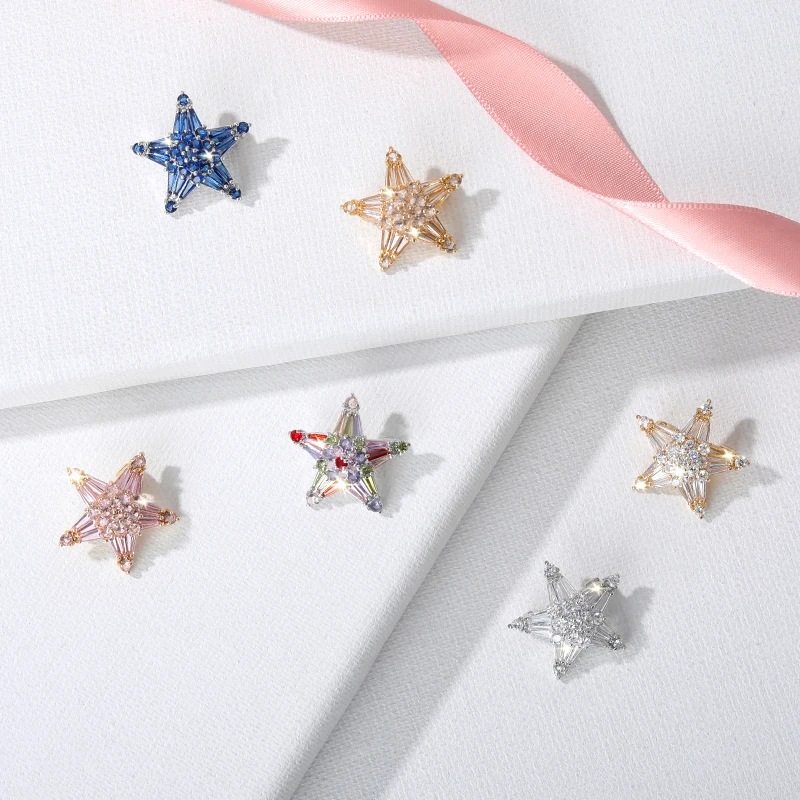 

6 Colors Shining Star Pin Brooch Colorful Crystal Zircon Star Brooches Small Lapel Collar Pins and Brooches For Women Men