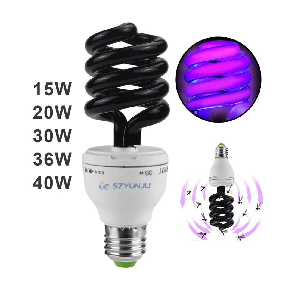 

E27 15W 30W 40W 220V Spiral Quartz Fluorescent UV Black Light Ultraviolet Light Energy Saving Bulb Violet Stage Effect Lamps