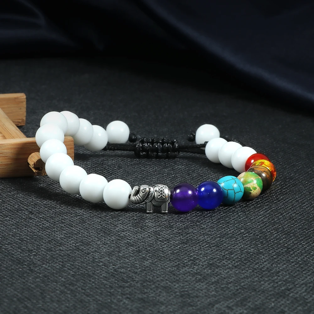 Natural Tiger Eye Stone Men Bracelets Reiki 7 Chakra Healing Beads Bracelet Black Lava