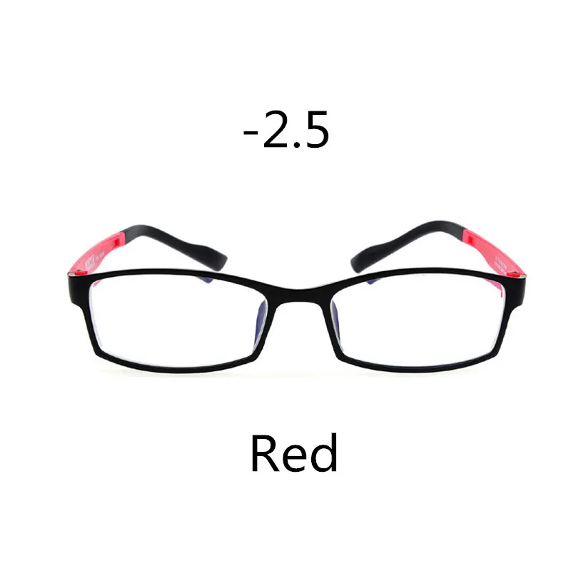 Elbru ультра-светильник, анти-синий светильник, маленькая оправа, очки для близорукости, женские и мужские классические готовые очки для близоруких диоптрий-1,0~ 4,0 - Цвет оправы: Red -2.5