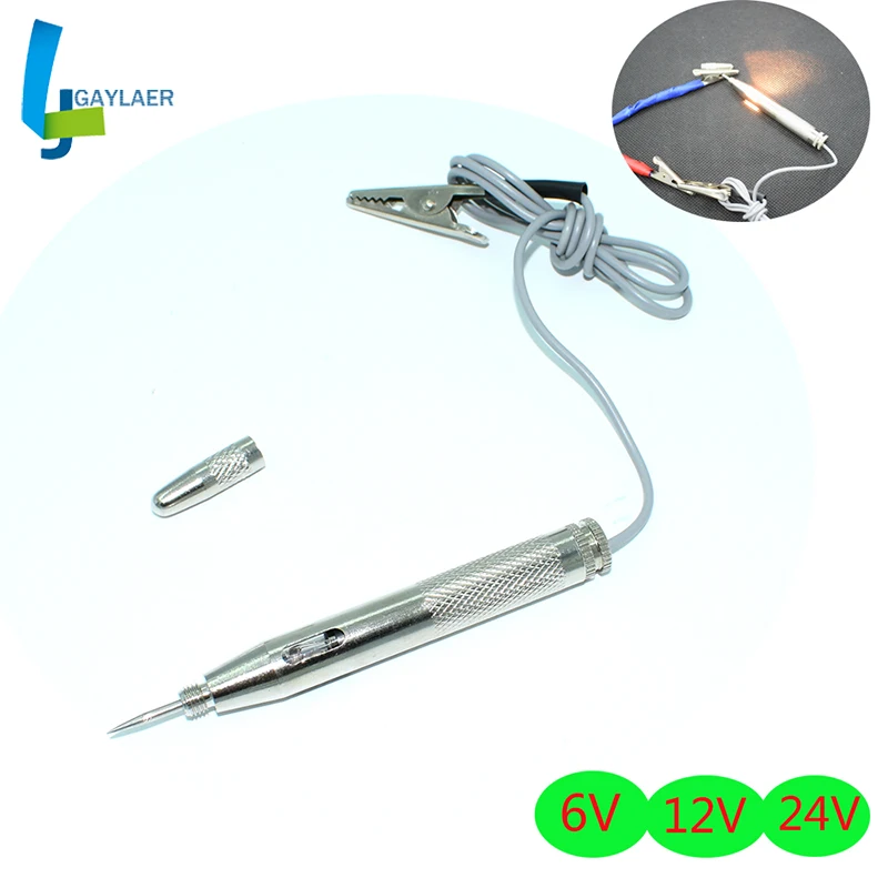 

6V 12V 24V Auto Car Motorcycle repair tool Circuit Tester Gauge Test Voltmeter Light Hot Voltage circuit test pen gold