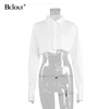 Bclout Office Crop Top Women Blouses Sexy Turn Down Collar White Shirt Flare Sleeve Blouse Female Autumn Streetwear Fashion Tops ► Photo 3/6