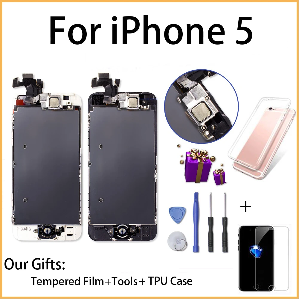 

Full Assembly LCD Display for iPhone 5 5c 5s se 3D Touch Screen Digitizer Replacement with Home Button Front Camera Complete LCD