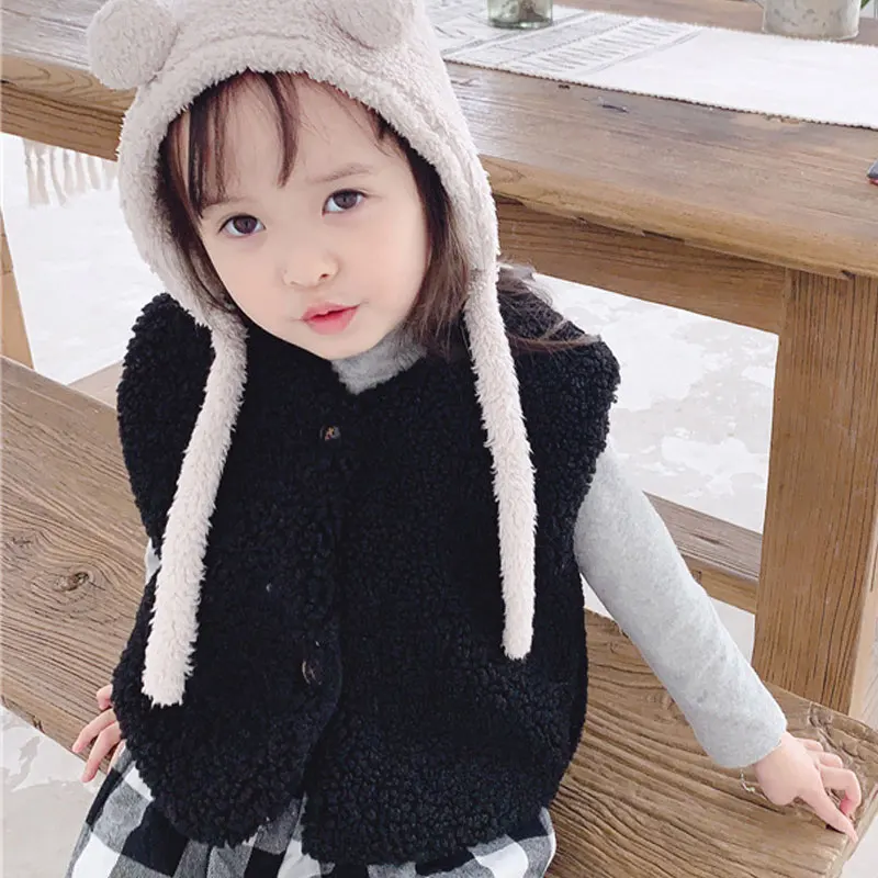 Winter Fur Vest Girls Autumn Warm Thick Jacket Girl Fleece Vest Coats Kids Plush Coat Children Jacket Wool Coat for Girls