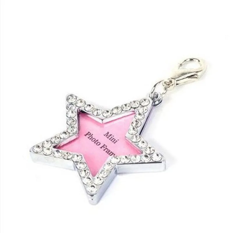 Мини-фоторамка со стразами для собак и кошек DIY LOVE/Star/Round Pink Puppy ID Tag ожерелье ювелирное жемчужное ожерелье# LR2