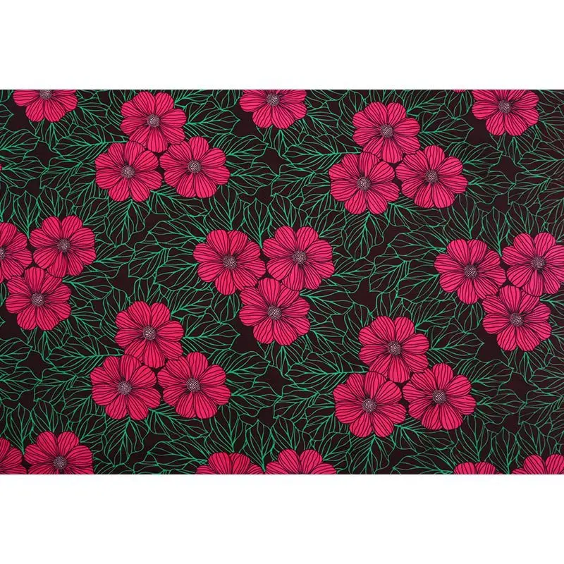 Настоящий голландский воск красные цветы и зеленый лист печати ткань африканская ткань Pagne воск