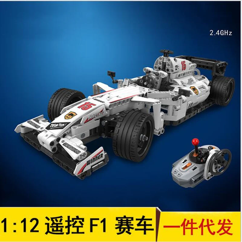 

MOC F1 Racing Car Remote Control 2.4GHz Technic with Motor Box 729pcs Building Blocks Brick Creator legoinglys Toys for Children