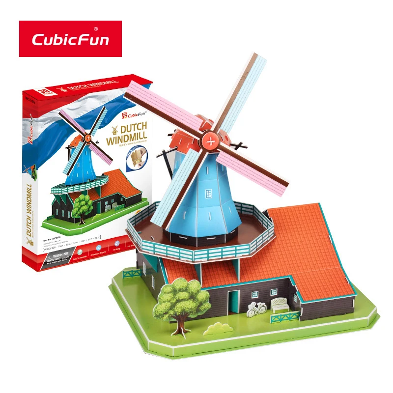 

CubicFun 3D Building Model Puzzle Paper DIY Child 8+ Years Dutch Windmill Creative Education Kids Adult Assemble Jigsaw Toy Gift
