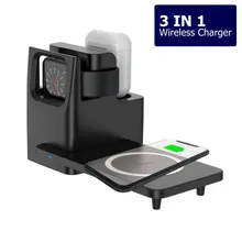 3 в 1 Беспроводное зарядное устройство, беспроводная зарядная станция 10 Вт Qi быстрая Беспроводная зарядная подставка