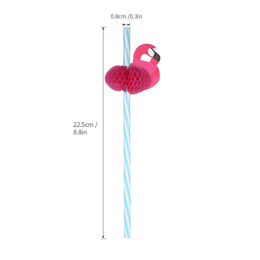 50pcs/set 3D Plastic Straws for Birthday Wedding Baby Shower Celebration Pool Party Supplies Flamingo Decorated Drinking | Дом и сад