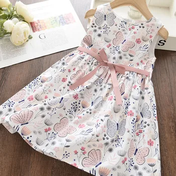 

New Kids Dresses For Girls Summer Dress Floral Sweet Children Butterfly Princess Baby Girl Clothes 18M-6Y