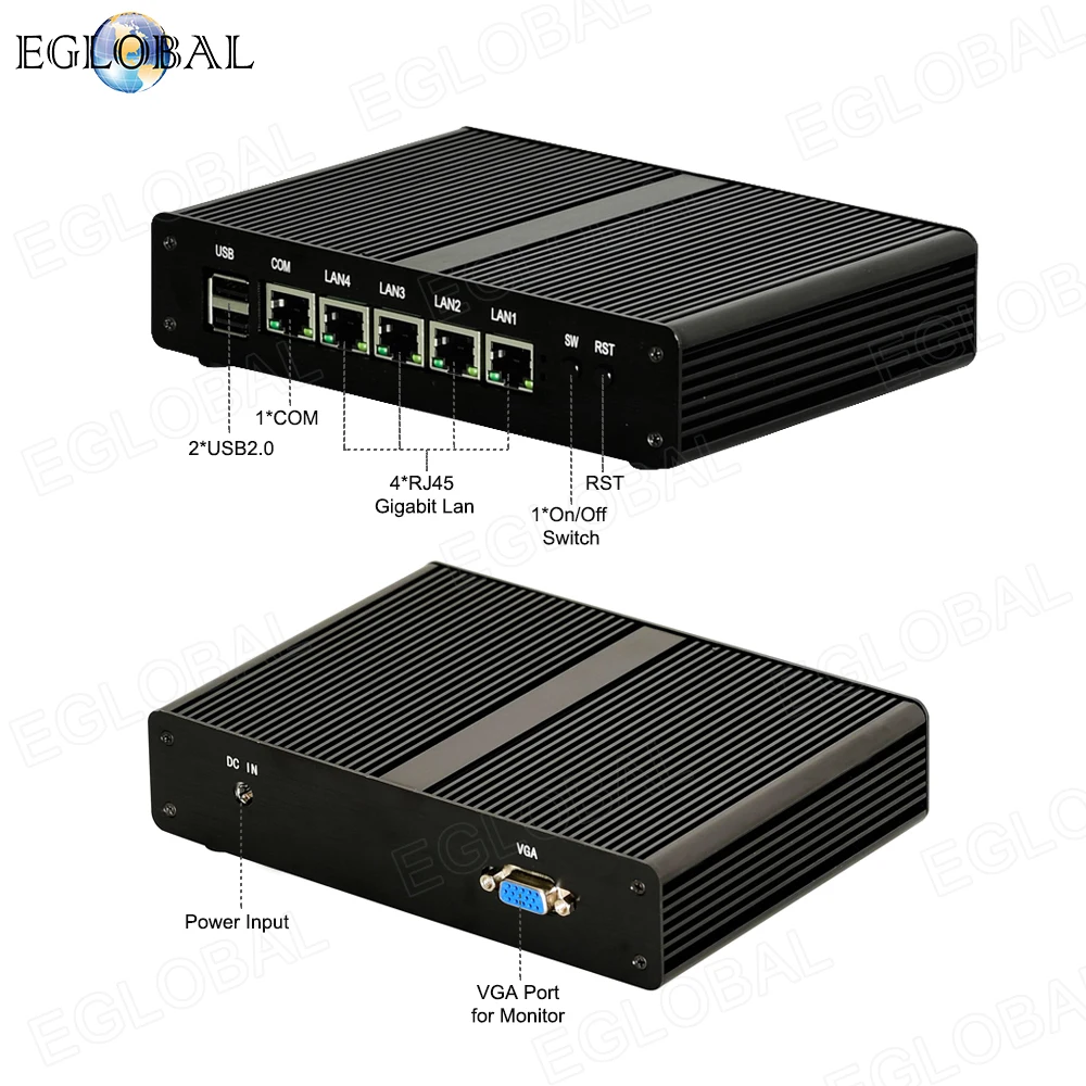 4 RJ45 Lan Intel Celeron J1900 безвентиляторный мини-ПК PfSense брандмауэр маршрутизатор Четырехъядерный 4 потока сетевой сервис Многофункциональный ПК