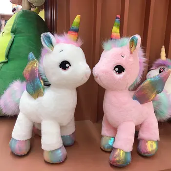 

Fantastic Glow Wings Unicorn plush toy Flying Wings Fairy Tale Unicornio Stuffed toys for Children Xmas Decor Gift