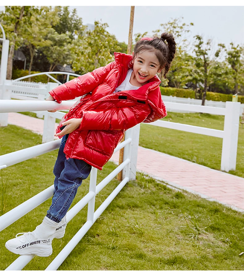 Winter White Duck Down Jacket For Boy Hooded Thicken Long Sleeve Jackets Outerwear Snow Coats Children Down Parkas Warm Clothing
