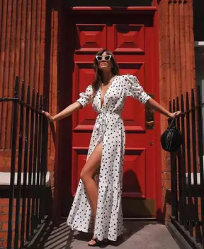 

The new Europe and the United States dress 2020 amazon hot style dress sexy lace-up dress fashion deep V