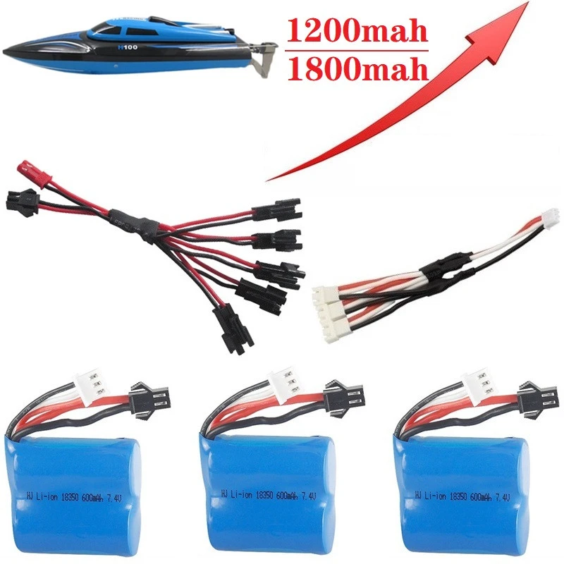 

Upgrade 1200mAH 1800mAH 7.4v 600mAh Li-ion battery for H100 H102 for JJRC S1 S2 S3 S4 S5 High Speed RC boat Li-ion 7.4v Battery