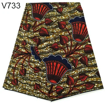 Африканский стиль хорошее качество настоящий воск голландский парафин Анкара Набивная Ткань 6 ярдов хлопок швейный материал - Цвет: V733